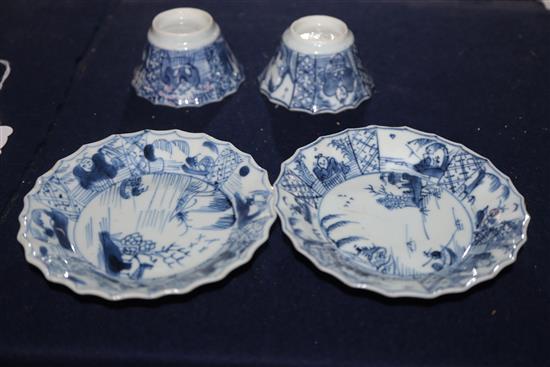 A pair of Kangxi tea bowls and saucers Saucers diameter 10cm